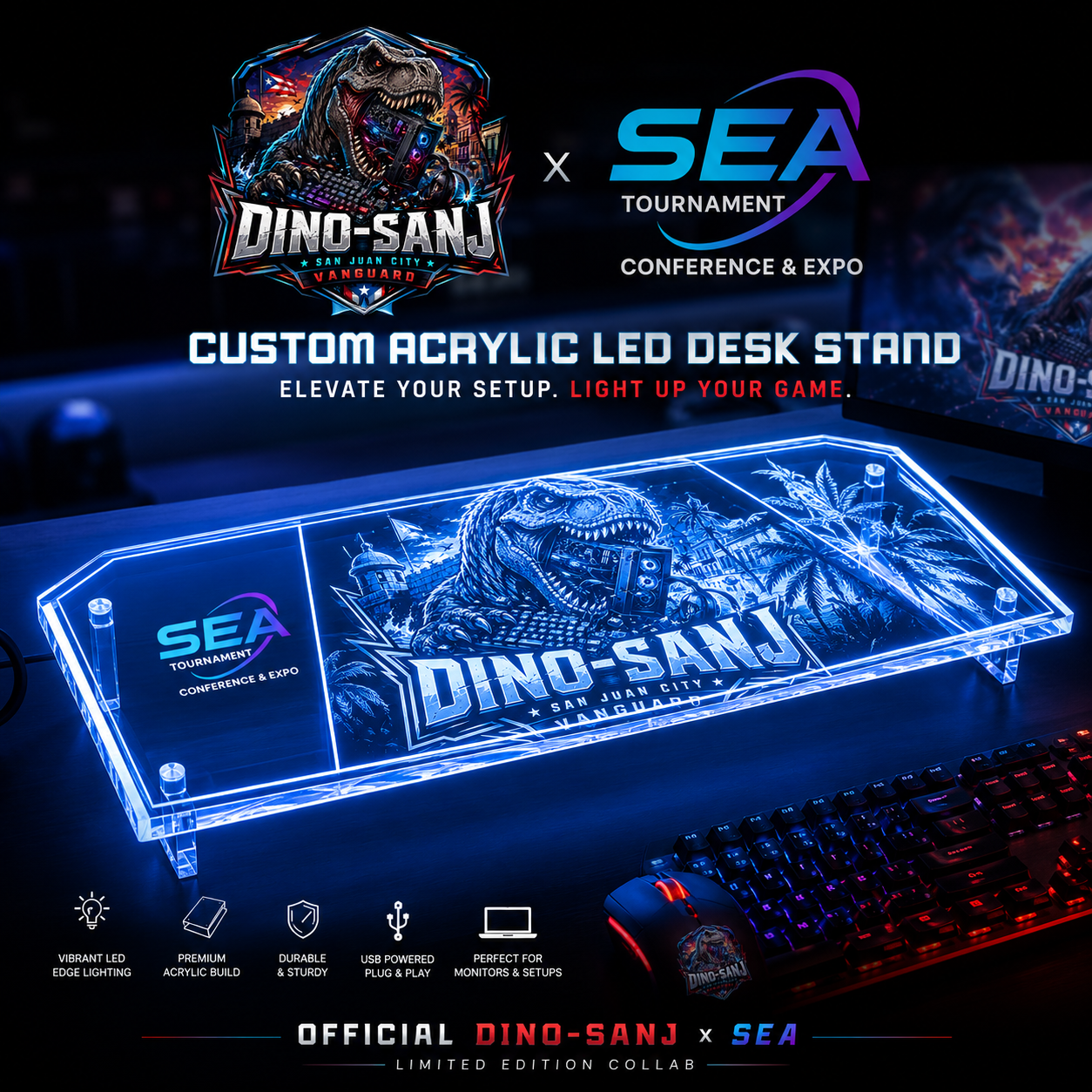 Custom Acrylic LED Desk Stand