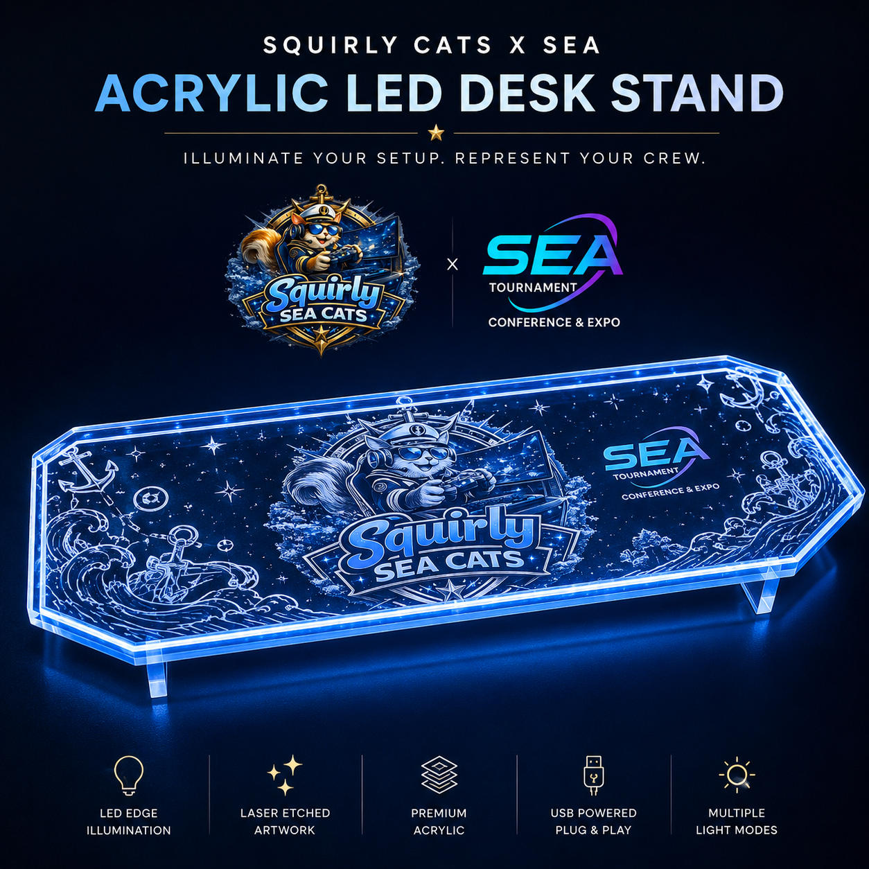 Custom Acrylic LED Desk Stand